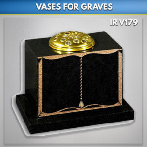 black granite square vase with book